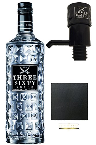 Three Sixty Vodka 3,0 Liter + Three Sixty Pumpe + Schieferuntersetzer von THREE SIXTY