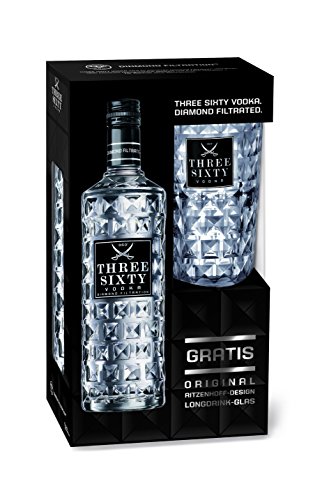 Vodka Three Sixty 0,7 Liter On Pack Glas von THREE SIXTY