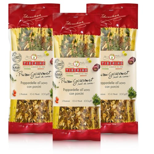 Tiberino 1888 - Rustikale Eier-Pappardelle mit Steinpilzen (3er-Pack) von Tiberino