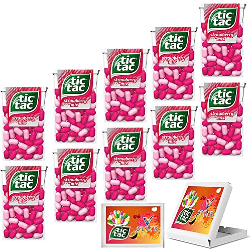10 x TIC TAC Süßigkeiten (18 g x 10 Stück) (Erdbeermischung) VSTAR von Tic Tac