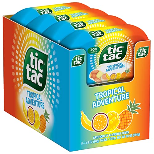 Tic Tac Fresh Breath Mints, Tropical Adventure, Bulk Hard Candy Mints, 96 ml Flaschenpackungen, 8 Stück von Tic Tac