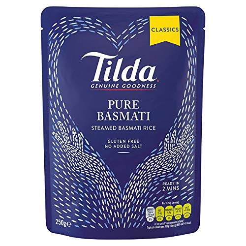 Tilda Gedämpfte Reis-Beutel (einfacher Basmati-Reis, 2 x 250 g) von Tilda