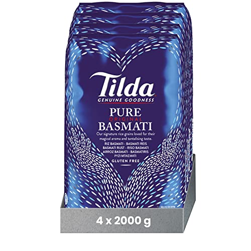 Tilda Pure Original Basmati Rice, 4er Pack (4x2kg), Premium Basmati Reis, Langkorn Reis, vegan und von Natur aus glutenfrei von Tilda