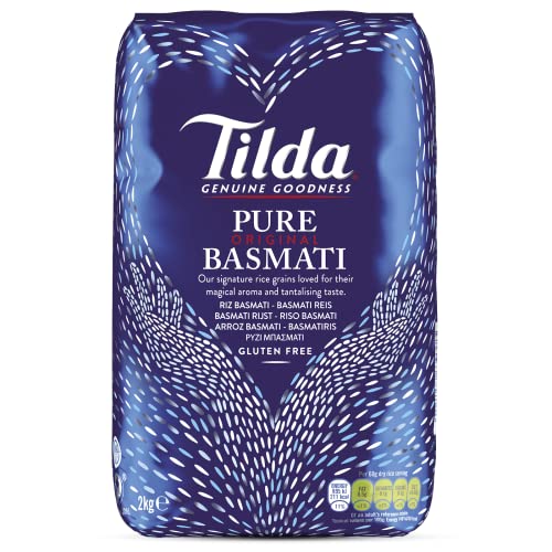 Tilda Pure Original Basmati Rice, 1er Pack (1x 2kg), Premium Basmati Reis, Langkorn Reis, vegan und von Natur aus glutenfrei von Tilda