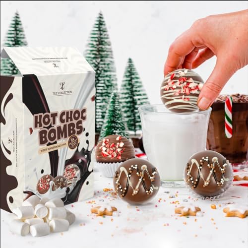 Heiße Schokoladenbomben mit Marshmallow-Innenseite - 6 Pack schmelzende Kakaobomben Geschenkset Individuell verpackt Füller Kinder Heiße Schokoladenbomben mit Marshmallow-Innenseite - 6 Pack schmelzende Kakaobomben Geschenkset Individuell verpackt Füller Kinder von Tilz