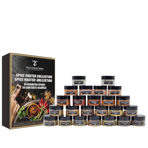 Tilz Kräuter-Gewürz- und Gewürzdosen-Set, 24 Kräuter- und Gewürze-Set, verschiedene Kräutergläser, Gewürze zum Kochen, Kunststoffdosen mit Deckel, Kräutergewürze, Reiben für Fleisch, Fisch und Gemüse Tilz Kräuter-Gewürz- und Gewürzdosen-Set, 24 Kräuter- und Gewürze-Set, verschiedene Kräutergläser, Gewürze zum Kochen, Kunststoffdosen mit Deckel, Kräutergewürze, Reiben für Fleisch, Fisch und Gemüse von Tilz