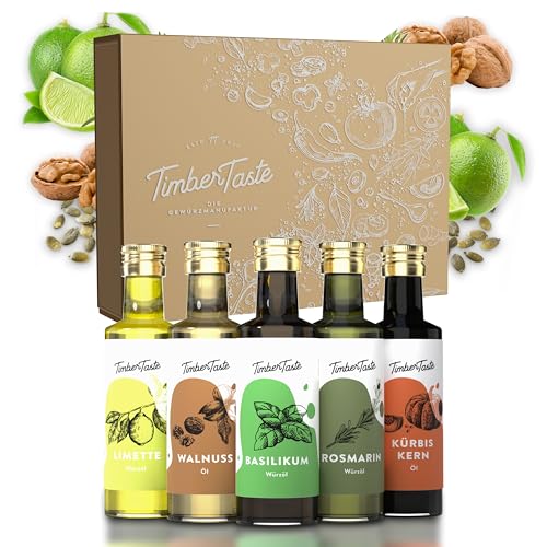 TIMBER TASTE® Essig & Öl Geschenkset Frauen & Männer [Würzig] - 5 erlesene Essige & Speiseöle [5x40ml] - Kochbox Koch Set - Geschenkideen für Frauen Ostern - Kleine Besondere Ostergeschenke Erwachsene von Timber Taste