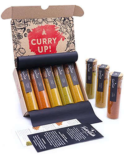 Indische Gewürze Geschenkset | 5x Curry Gewürzmischung | Ostern Geschenke für Männer & Frauen | Besonderes Ostergeschenk für Erwachsene | Curry Set Genusspaket Geschenk für die Küche von Timber Taste