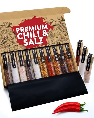 TIMBER TASTE® Scharfes Salz & Chili Gewürze Geschenkset [BIS 1.200.000 SCOVILLE] - Erlesene Salze & Chili Gewürze aus aller Welt Ostergeschenk - Besonderes Gewürze Geschenk Set zu Ostern - 10er Set von Timber Taste