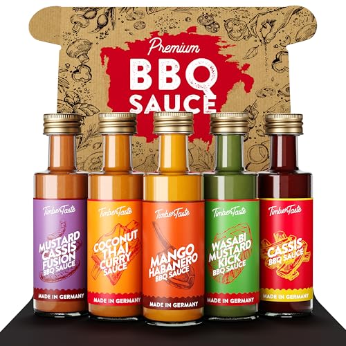 TIMBER TASTE® BBQ Sauce Geschenkset [5 x 40 ml] - Color BBQ Sauce Set - Leckere Soßen Geschenk Set - Geschenke für Männer & Frauen - Soßen Geschenkset Geburtstag - BBQ Saucen Gewürze von Timber Taste