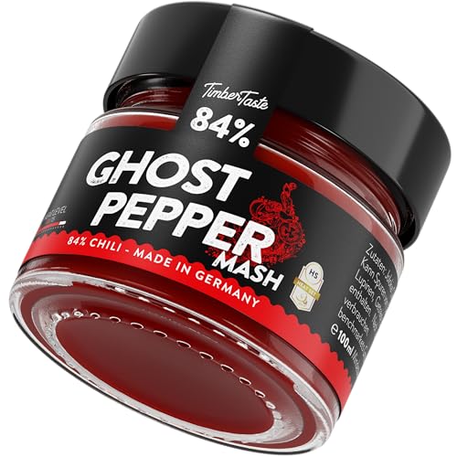 TIMBER TASTE® Premium Chili Sauce Ghost Pepper [100ml] | 84% Pure Bhut Jolokia | Extrem Scharfe Chilisauce | Feurige Sauce für Grillen & Pizza | Perfekt Chili-Liebhaber von Timber Taste