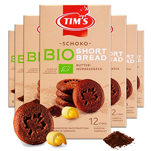 Tims Feines Bio Shortbread Schoko 7x 165 g I Original Kanadische Butterkekse I Buttriges, süßes Mürbteig-Gebäck ohne Konservierungsstoffe I Traditionelle kanadische Backwaren Made in German von Tims Kanadische Backwaren