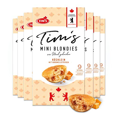 Tims Mini Blondies 7x 180 g I Mini Gebäck mit Karamell Vanille Geschmack I Einzeln verpackte, saftige Küchlein ohne Konservierungsstoffe I Traditionelle kanadische Backwaren Made in Germany von Tims Kanadische Backwaren