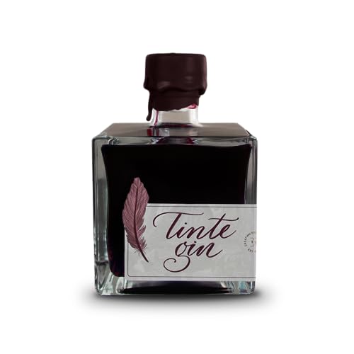 Tinte Gin by edelranz 0.5l - Premium Dry Gin - edle, rubinrote Tinte - Tintenfass - aus ausgewählten Botanicals mit Aromen von Zitrus, Wacholder & Süß- & Sandelholz von Tinte Gin