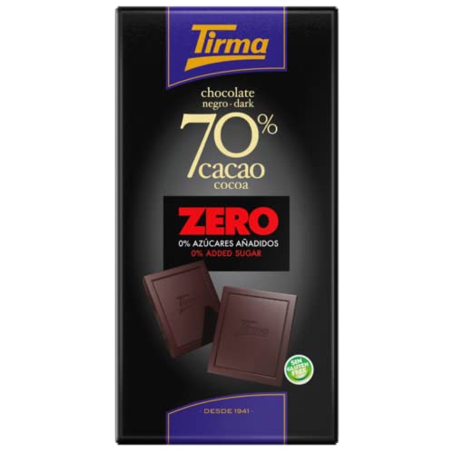 Tirma Zero Dunkle Schokolade 70% ohne Zuckerzusätze | 70% Kakao | Geeignet für Keto-Diät | Vegan | Glutenfrei | Vegetarisch| Spanische Schokolade| Geeignet für Diabetiker| 125g von Tirma
