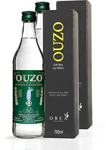 Premium Ouzo green, Anis likör | Geschenk Box by OREA | Anis schnaps | mild | USO | UZO | 2x 700ml von Tirnavou