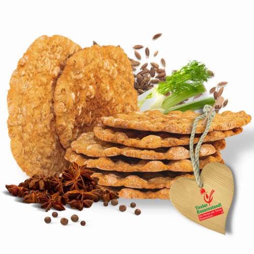 Tiroler Bauernstandl Schüttelbrot Südtirol Original mit Chili [3x250g]Roggenmehl Spezialitäten lange Haltbar Käse Tiroler Speck Brot Zwieback Haltbare Lebensmittel Schüttelbrot Grissini von Tiroler Bauernstandl