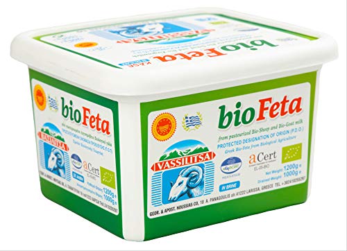 Vassilitsa BIO Feta BIO Schafkäse - 4x 1kg - BIO Fetakäse BIO griechischer Feta Schafskäse in Salzlake Sheep Cheese 43% Fett i.Tr. aus Griechenland 70% Schaf 30% Ziege Plastikbehälter Biologisch von Tirrito