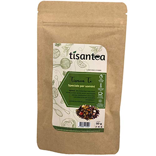 Spezieller Tee für Männer 50 g 12/14 Tassen im Beutel mit Reißverschluss verschließbar und aromaschonend - Teetee - Energie und belebend - hergestellt und verpackt in Italien. von Tisantea
