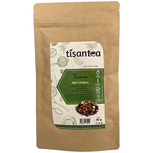Teetasse mit Chakra-Öffnung, 50 g, 12/14 Tassen, in Beutel mit verschließbarem Reißverschluss, aromaschonend, Tee, energetisierender Tee, hergestellt und verpackt in Italien. von Tisantea