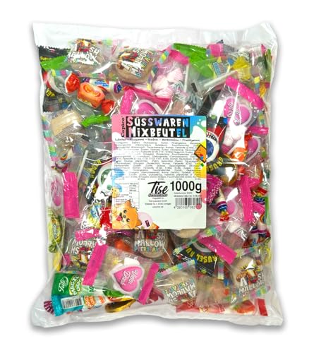 1000g Süßwaren Mixbeutel, Bunte Mischung - Wurfmaterial/Geburtstag/Candybar/Schultüte - Jedes Teil Einzeln verpackt von Tise Süsswaren