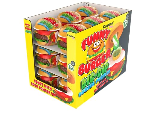Capico Funny Burger Puzzle Lutscher mit Brause Dip (Display 18 x 20g) von Tise Süsswaren
