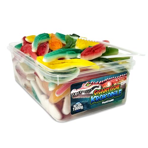 Capico Gigantische Krokodile Fruchtgummi (1000g) in Dose, Halal von Tise Süsswaren