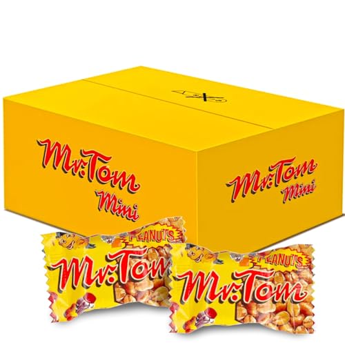 Mr Tom Minis 150 x 14g (2,1Kg) geröstete Erdnüsse mit Karamell einzeln verpackt von Tise Süsswaren