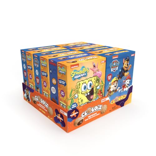 Paw Patrol, SpongeBob & Garfield - Cloudiz – Mini-Kekse mit Kakaocreme oder Erdbeercreme(12x30g) 360g (Schokolade) von Tise Süsswaren