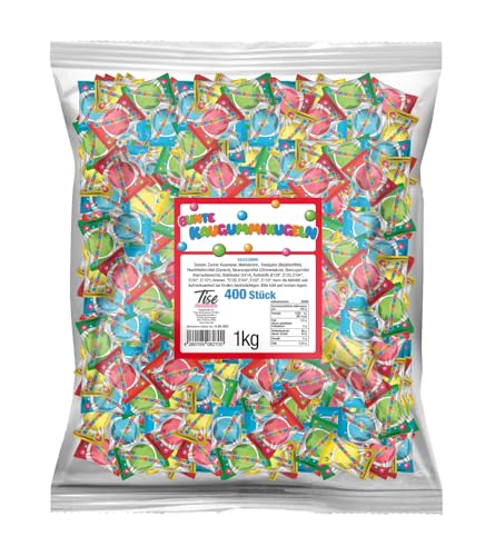Tise Süsswaren Bunte Kaugummi Kugeln Wurfmaterial Karneval Fasching Geburtstage Events Veranstaltungen Partys Giveaway Kindergeburtstag Hochzeit, 400 Stück von Tise Süsswaren