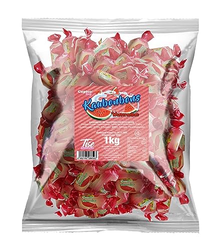 Tise Süsswaren Soft Kaubonbons Wassermelone 1Kg Wurfmaterial Karneval Giveaway, 125 Stück von Tise Süsswaren