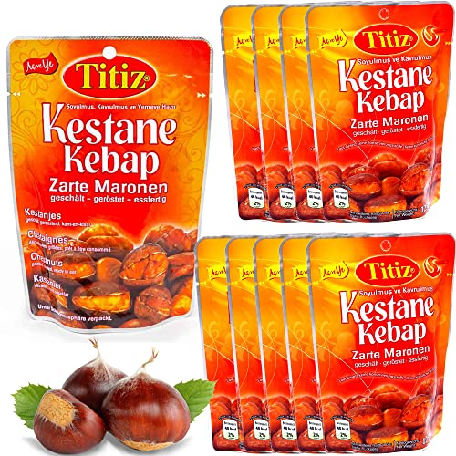 Titiz (10x125g Vorteilspaket) Gekochte Essfertig Esskestanien Zarte Maronen- Edelkastanien Vegan, Ungesüßt, glutenfreie Maronen von Titiz