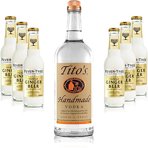 Moscow Mule Set - Titos Handmade Vodka 0,7l 700ml (40% Vol) + 6x Fever Tree Ginger Beer 200ml - Inkl. Pfand MEHRWEG von Titos-Titos