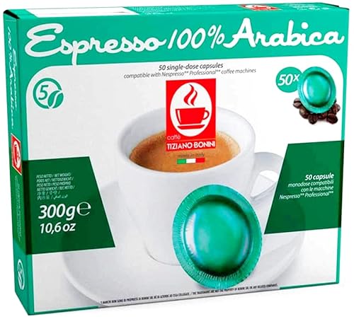 Tiziano Bonini 50 Kapseln für Nespresso* Profi-Maschinen - kompatible Kaffeekapseln (Espresso 100% Arabica) von Caffè Tiziano Bonini