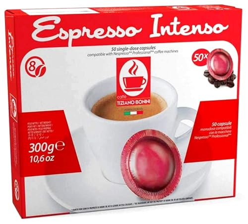 Tiziano Bonini 50 Kapseln für Nespresso* Profi-Maschinen - kompatible Kaffeekapseln (Espresso Intenso) von Caffè Tiziano Bonini