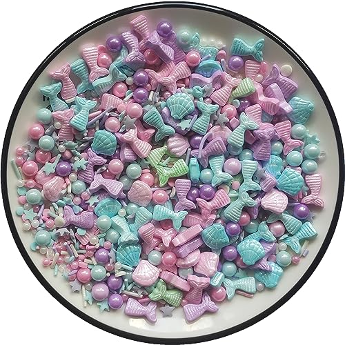 Essbare Bunt gemischt Ozean-Meerjungfrau-Süßigkeits-Streusel Seestern-Dessert streusel Shell-Kuchen-Cupcake-Topper Perlen-Plätzchen-Dekorationen Süße Zucker streusel zum Dekorieren von Kuchen von Tmade
