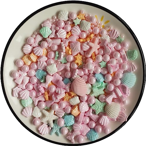 Essbare Rosa Ozean-Meerjungfrau-Süßigkeits-Streusel Seestern-Dessert streusel Shell-Kuchen-Cupcake-Topper Perlen-Plätzchen-Dekorationen Süße Zucker streusel zum Dekorieren von Kuchen von Tmade