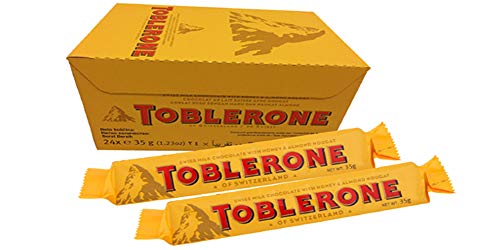 24 Riegel a 35g Toblerone Milk Schweizer Milchschokolade mit Honig- und Mandel-Torrone (10%) von Toblerone