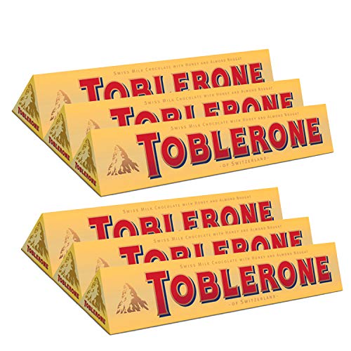 TOBLERONE SWISS MILK CHOCOLATE WITH HONEY AND ALMOND NOUGAT 6 X 100 G BARS von Toblerone