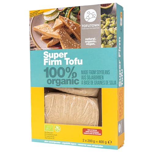 TofuTown Bio Super Firm Tofu (6x400g) | Handgefertigt aus Europäischen Bio-Sojabohnen | Hoher Proteinanteil & Kraftvoller Geschmack – Vegan, Tofu Natur | Ideal als Fleischersatz von TofuTown