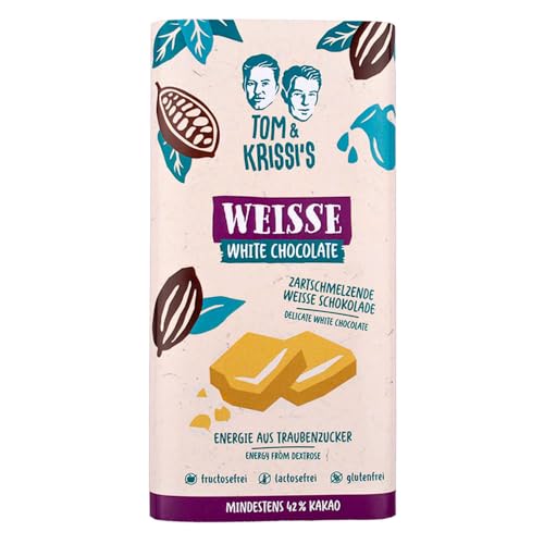 Tom & Krissi's Weiße Schokolade mit Traubenzucker 90g - lactose-, fructose- und glutenfrei (Weiße Pur) von Tom & Krissi's