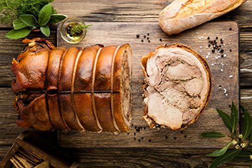 Tomassoni Italienisch PORCHETTA di Maiale Stück Gekocht 3,50Kg, glutenfreiund laktosefrei, 100% italienisches Handwerksprodukt, gourmet-spezialitäten der Marken, vakuumverpacktes von Tomassoni