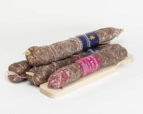 Tomassoni Italienisch SALAMI LACRIMELLO mit Wein Lacrima di Morro D'Alba Ganz 700g, Salame con Vino, glutenfreiund laktosefrei, 100% italienisches handgefertigtes Produkt, vakuumverpackt Tomassoni Italienisch SALAMI LACRIMELLO mit Wein Lacrima di Morro D'Alba Ganz 700g, Salame con Vino, glutenfreiund laktosefrei, 100% italienisches handgefertigtes Produkt, vakuumverpackt von Tomassoni