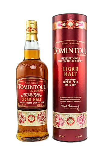 Tomintoul | Single Malt Scotch Whisky | Cigar Malt | Reifung in Oloroso-Sherryfässern| Süße und würzige Aromen | 40% vol. | 700 ml von Tomintoul