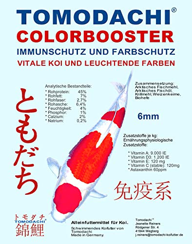 Koifutter, Wachstumsfutter, Energiefutter Koi, Tomodachi Colorbooster Schwimmfutter mit Astaxanthin für Farbschutz und Immunschutz 5kg, 6mm Koipellets von Tomodachi