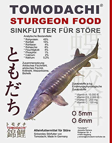 Störfutter, Energiefutter, Kraftfutter Stör, Premium Sinkfutter für Störe, Aufzuchtfutter für Störe, ideal für jede Jahreszeit, hochverdaulich, arktische Rohstoffe, Tomodachi Störsinkfutter 6mm 5kg von Tomodachi