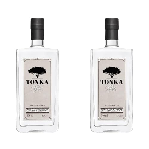 Tonka Gin Handcrafted I 500 ml I 47% vol. I Noten von Vanille Bittermandelöl und würziger Heublume I Vegan (Packung mit 2) von Tonka Gin