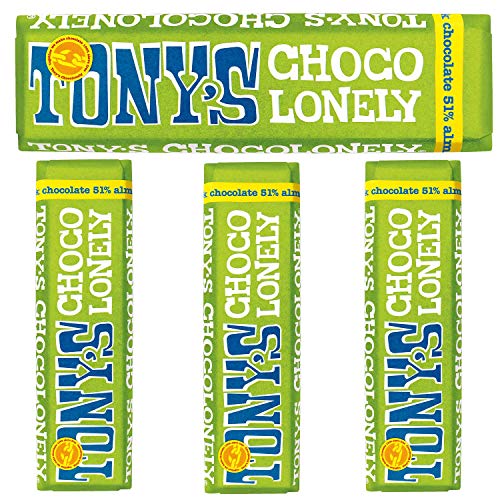 Tony's Chocolonely Kleine Riegel – 4er-Pack (dunkle Schokolade 51% Mandel & Meersalz) von Tony's Chocolonely