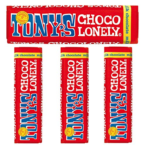 Tony's Chocolonely Schokoladenriegel, klein, Fairtrade, 4 Stück (Milchschokolade) von Tony's Chocolonely