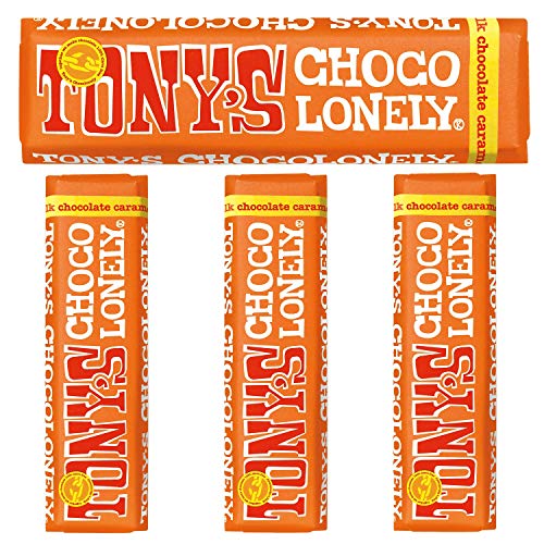 Tony's Chocolonely Schokoladenriegel, klein, Fairtrade, Milchschokolade, Karamell und Meersalz, 4 Stück Tony's Chocolonely Schokoladenriegel, klein, Fairtrade, Milchschokolade, Karamell und Meersalz, 4 Stück von Tony's Chocolonely